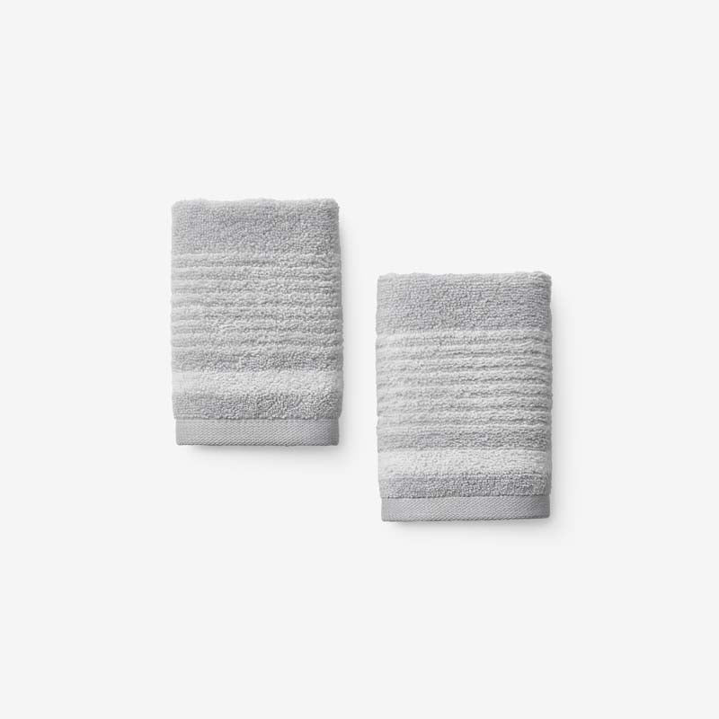 Plush Spa Stripe Washcloths, Set of 2 - Light Gray,Light Gray