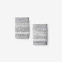 Plush Spa Stripe Washcloths, Set of 2 - Light Gray,Light Gray