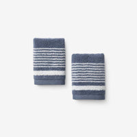 Plush Spa Stripe Washcloths, Set of 2 - Light Indigo,Light Indigo