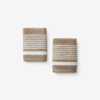 Plush Spa Stripe Washcloths, Set of 2 - Light Mocha,Light Mocha