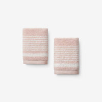 Plush Spa Stripe Washcloths, Set of 2 - Light Rose Quartz,Light Rose Quartz