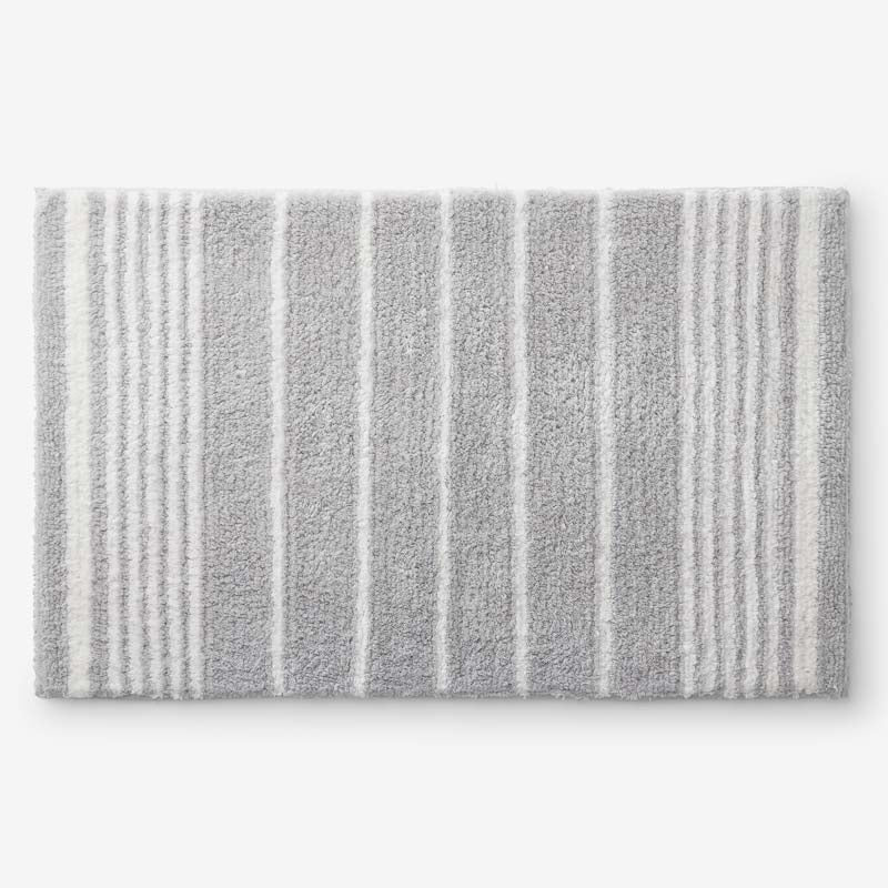 Plush Spa Stripe Bath Rug - Dark Gray, 21 in. x 34 in.,Dark Gray