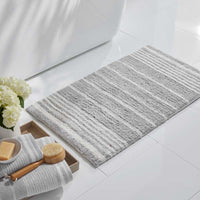 Plush Spa Stripe Bath Rug - Dark Gray, 21 in. x 34 in.,Dark Gray