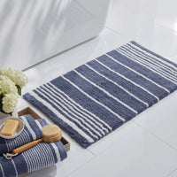 Plush Spa Stripe Bath Rug - Dark Indigo, 24 in. x 40 in.,Dark Indigo