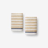 Mélange Stripe Reversible Cotton Washcloths, Set of 2 - Taupe,Taupe