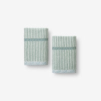 Narrow Stripe Reversible Cotton Washcloths, Set of 2 - Spa Green,Spa Green