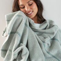 Narrow Stripe Reversible Cotton Bath Sheet - Spa Green,Spa Green