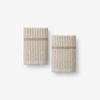 Narrow Stripe Reversible Cotton Washcloths, Set of 2 - Taupe,Taupe