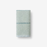 Narrow Stripe Reversible Cotton Hand Towel - Spa Green,Spa Green