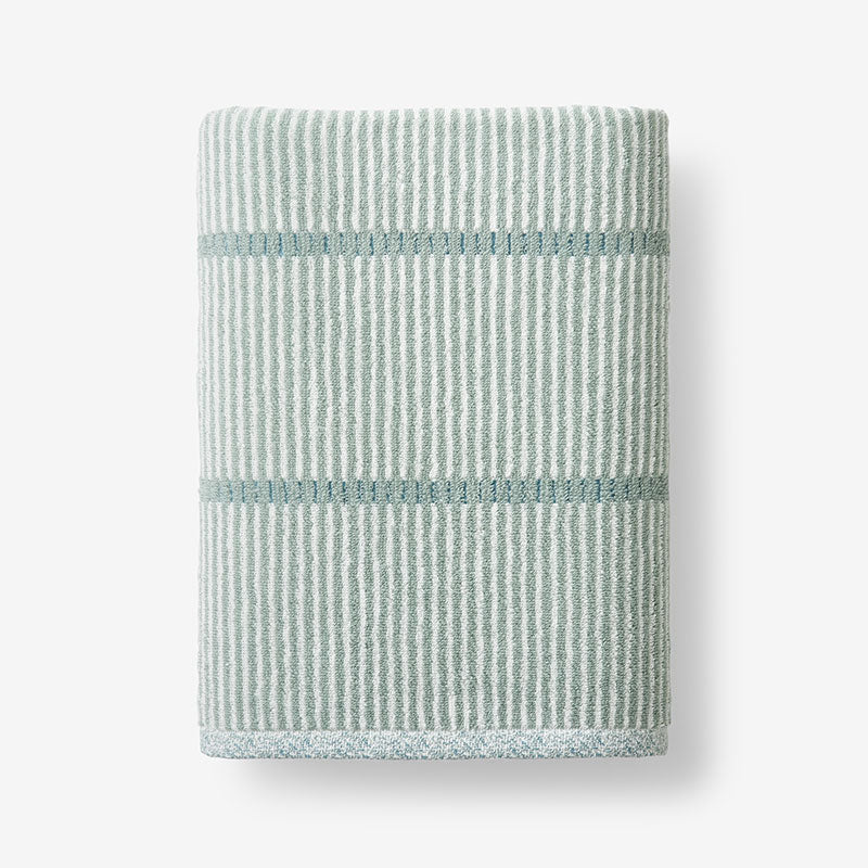 Narrow Stripe Reversible Cotton Bath Towel - Spa Green,Spa Green