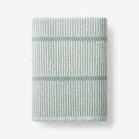 Narrow Stripe Reversible Cotton Bath Towel - Spa Green,Spa Green