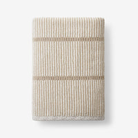 Narrow Stripe Reversible Cotton Bath Towel - Taupe,Taupe
