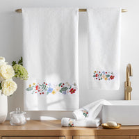 Strawberry Fields Embroidered Bath Towel - White,White