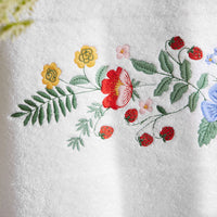 Strawberry Fields Embroidered Bath Towel - White,White