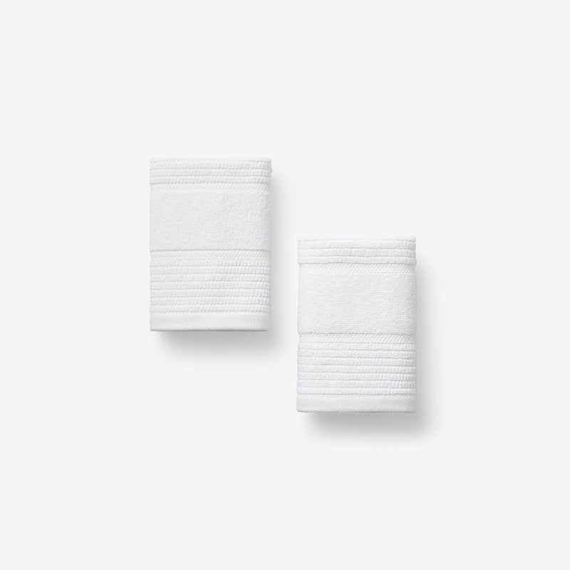 Textured Stripe Washcloths, Set of 2 - White,White