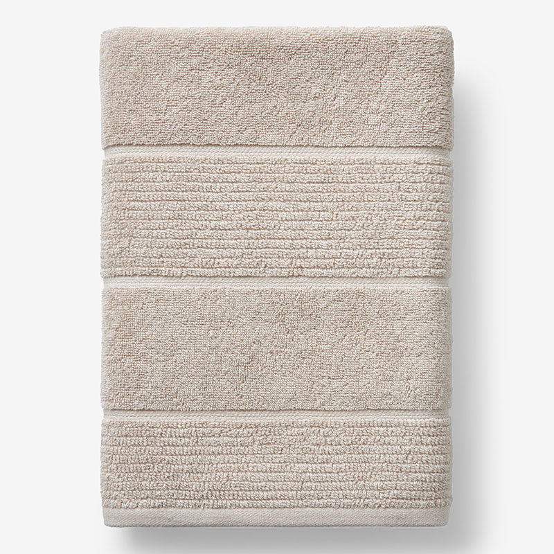Textured Stripe Bath Towel - Alabaster,Alabaster
