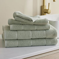 Textured Stripe Washcloths, Set of 2 - Green Mist,Green Mist
