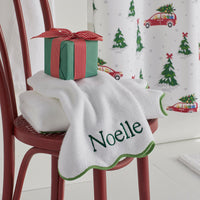 Scalloped Edge Hand Towel - Green,Green