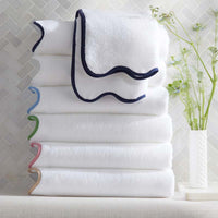 Scalloped Edge Hand Towel - White,White