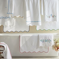 Scalloped Edge Hand Towel - White,White