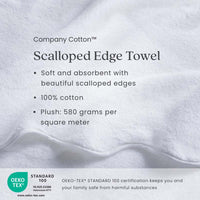 Scalloped Edge Hand Towel - White,White