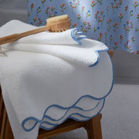 Scalloped Edge Hand Towel - Light Blue,Light Blue