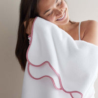 Scalloped Edge Hand Towel - Pink,Pink