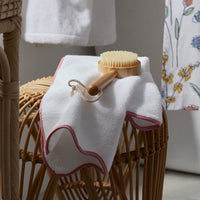 Scalloped Edge Hand Towel - Pink,Pink