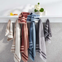 Mirage Aegean Cotton Reversible Stripe Hand Towel - Smoky Blue,Smoky Blue