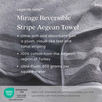 Mirage Aegean Cotton Reversible Stripe Hand Towel - Smoky Blue,Smoky Blue