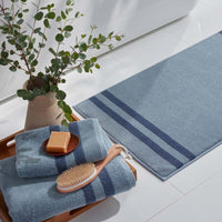 Mirage Aegean Cotton Reversible Stripe Hand Towel - Smoky Blue,Smoky Blue