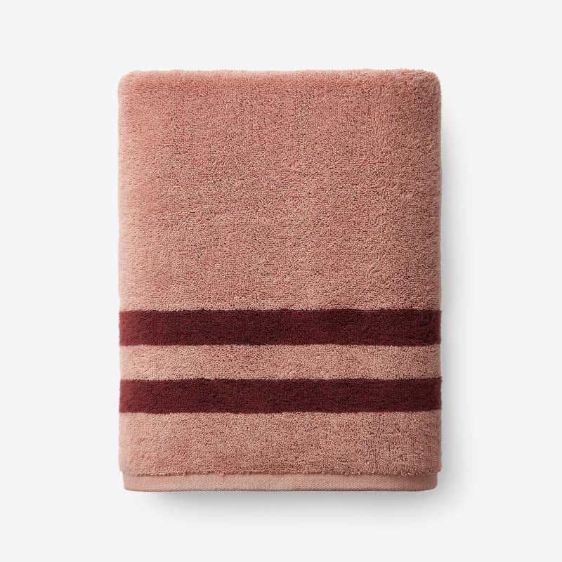 Mirage Aegean Cotton Reversible Stripe Bath Towel - Caramel,Caramel