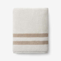 Mirage Aegean Cotton Reversible Stripe Bath Towel - Ecru,Ecru