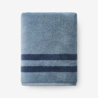 Mirage Aegean Cotton Reversible Stripe Bath Towel - Smoky Blue,Smoky Blue