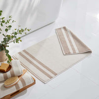Mirage Aegean Cotton Reversible Stripe Bath Mat - Ecru, 20 in. x 36 in.,Ecru