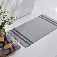 Mirage Aegean Cotton Reversible Stripe Bath Mat - Slate Gray, 20 in. x 36 in.,Slate Gray