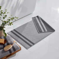Mirage Aegean Cotton Reversible Stripe Bath Mat - Slate Gray, 20 in. x 36 in.,Slate Gray
