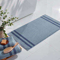 Mirage Aegean Cotton Reversible Stripe Bath Mat - Smoky Blue, 20 in. x 36 in.,Smoky Blue
