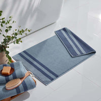 Mirage Aegean Cotton Reversible Stripe Bath Mat - Smoky Blue, 20 in. x 36 in.,Smoky Blue
