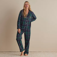 Family Flannel Women's Button-Down Pajama Set - Pine Plaid, XXXL,Pine Plaid