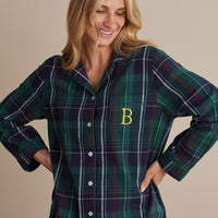 Family Flannel Women's Button-Down Pajama Set - Pine Plaid, XXXL,Pine Plaid