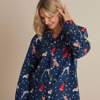 Family Flannel Women's Button-Down Pajama Set - Holiday Pups, XXXL,Holiday Pups