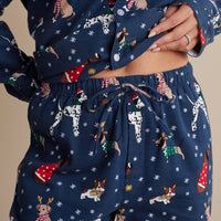 Family Flannel Women's Button-Down Pajama Set - Holiday Pups, XXXL,Holiday Pups