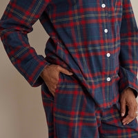 Family Flannel Women's Button-Down Pajama Set - Red Plaid, XXXL,Red Plaid