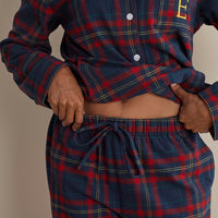 Family Flannel Women's Button-Down Pajama Set - Red Plaid, XXXL,Red Plaid
