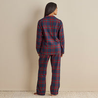 Family Flannel Women's Button-Down Pajama Set - Red Plaid, XXXL,Red Plaid