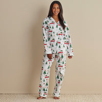 Family Flannel Women's Button-Down Pajama Set - Holiday Haul, XXXL,Holiday Haul