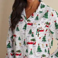 Family Flannel Women's Button-Down Pajama Set - Holiday Haul, XXXL,Holiday Haul