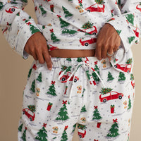 Family Flannel Women's Button-Down Pajama Set - Holiday Haul, XXXL,Holiday Haul