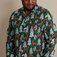 Family Flannel Men's Button-Down Pajama Set - Deer Path, XXXL,Deer Path